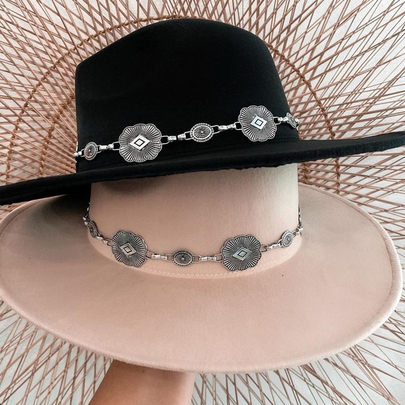 NWT Concho Silver Western Belted Felt Hat Black - Picture 11 of 15